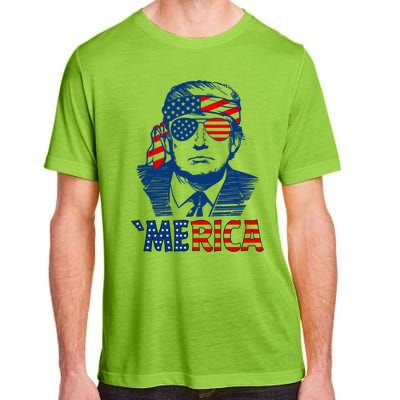 Merica Trump Happy 4th Of July Trump Patriot American Flag Gift Adult ChromaSoft Performance T-Shirt