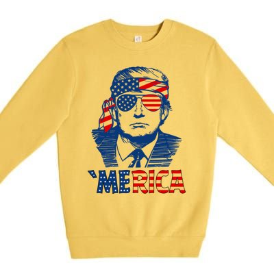 Merica Trump Happy 4th Of July Trump Patriot American Flag Gift Premium Crewneck Sweatshirt