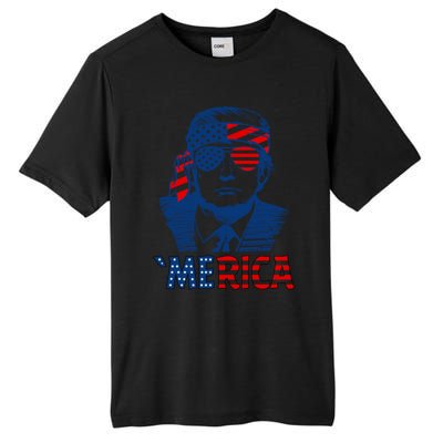 Merica Trump Happy 4th Of July Trump Patriot American Flag Gift Tall Fusion ChromaSoft Performance T-Shirt