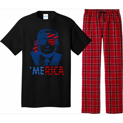 Merica Trump Happy 4th Of July Trump Patriot American Flag Gift Pajama Set