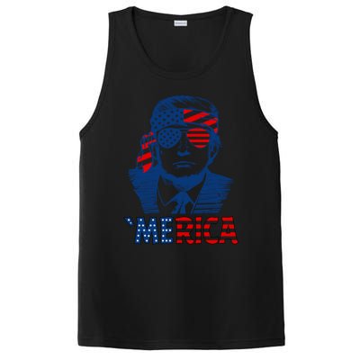 Merica Trump Happy 4th Of July Trump Patriot American Flag Gift PosiCharge Competitor Tank