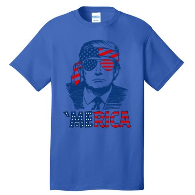 Merica Trump Happy 4th Of July Trump Patriot American Flag Gift Tall T-Shirt