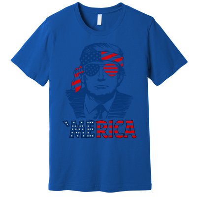 Merica Trump Happy 4th Of July Trump Patriot American Flag Gift Premium T-Shirt