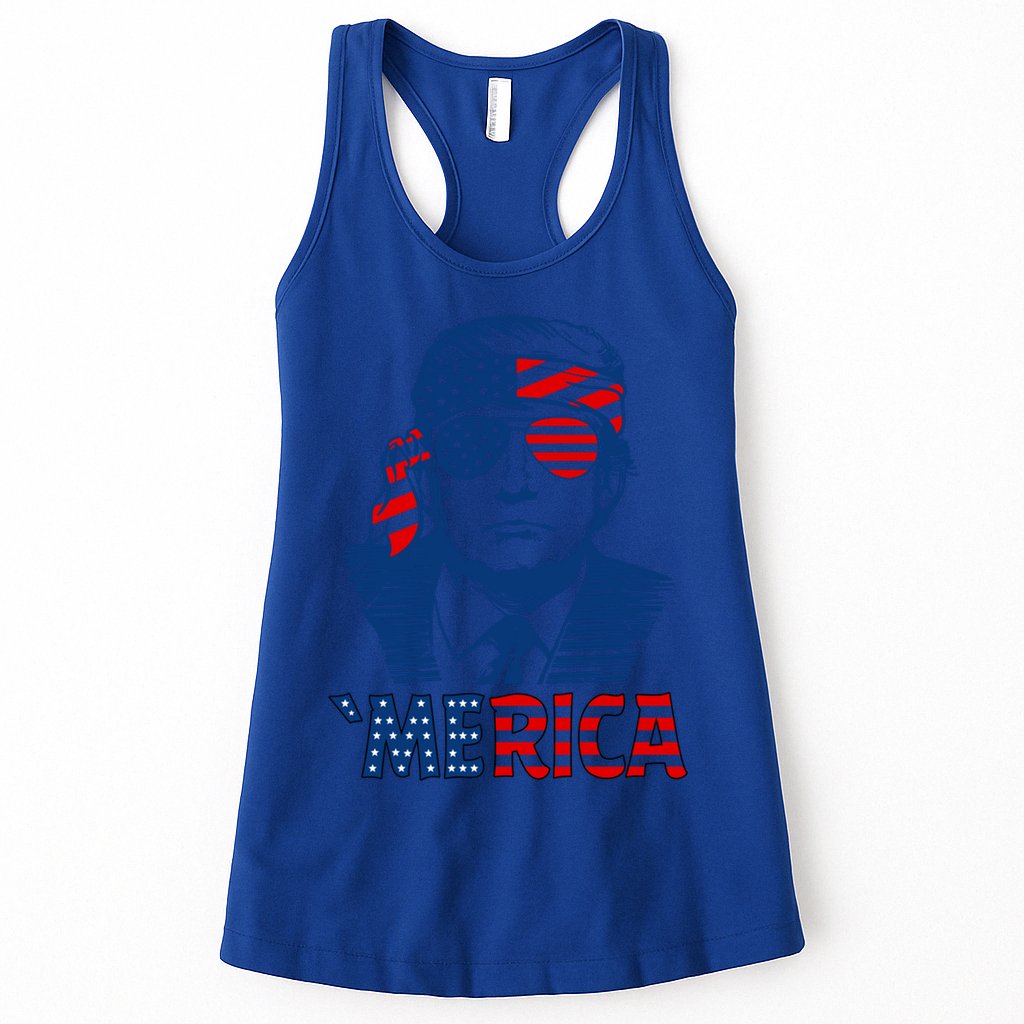 Merica Trump Happy 4th Of July Trump Patriot American Flag Gift Womens Tank Top