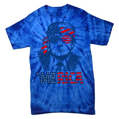 Merica Trump Happy 4th Of July Trump Patriot American Flag Gift Tie-Dye T-Shirt