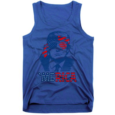 Merica Trump Happy 4th Of July Trump Patriot American Flag Gift Tank Top