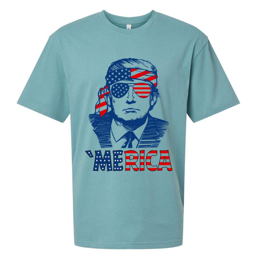 Merica Trump Happy 4th Of July Trump Patriot American Flag Gift Sueded Cloud Jersey T-Shirt