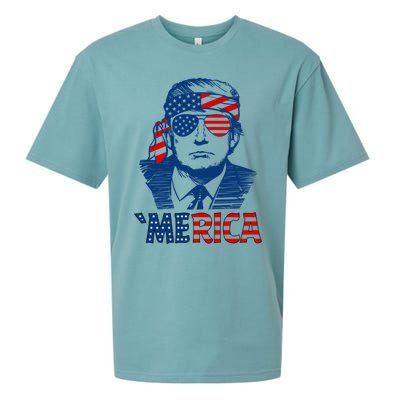 Merica Trump Happy 4th Of July Trump Patriot American Flag Gift Sueded Cloud Jersey T-Shirt