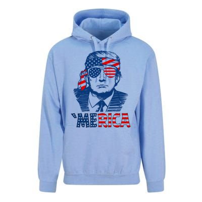 Merica Trump Happy 4th Of July Trump Patriot American Flag Gift Unisex Surf Hoodie