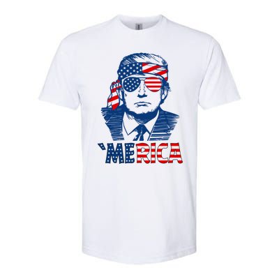 Merica Trump Happy 4th Of July Trump Patriot American Flag Gift Softstyle CVC T-Shirt