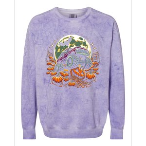 Monster Truck Halloween Jack O Lantern Moon Pumpkin Colorblast Crewneck Sweatshirt