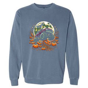 Monster Truck Halloween Jack O Lantern Moon Pumpkin Garment-Dyed Sweatshirt