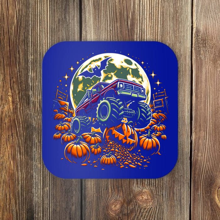 Monster Truck Halloween Jack O Lantern Moon Pumpkin Coaster