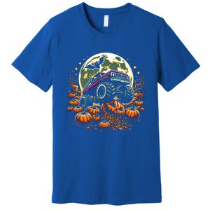 Monster Truck Halloween Jack O Lantern Moon Pumpkin Premium T-Shirt