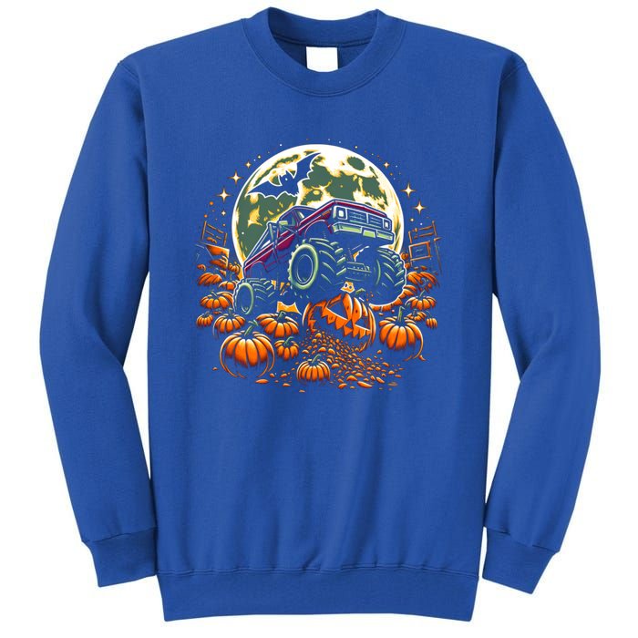 Monster Truck Halloween Jack O Lantern Moon Pumpkin Tall Sweatshirt