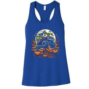 Monster Truck Halloween Jack O Lantern Moon Pumpkin Women's Racerback Tank