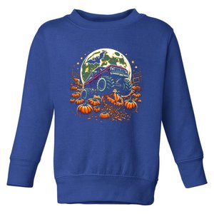 Monster Truck Halloween Jack O Lantern Moon Pumpkin Toddler Sweatshirt