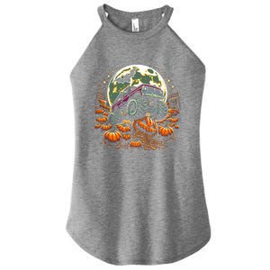 Monster Truck Halloween Jack O Lantern Moon Pumpkin Women's Perfect Tri Rocker Tank