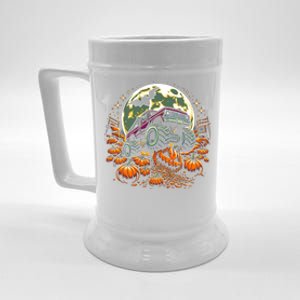 Monster Truck Halloween Jack O Lantern Moon Pumpkin Beer Stein