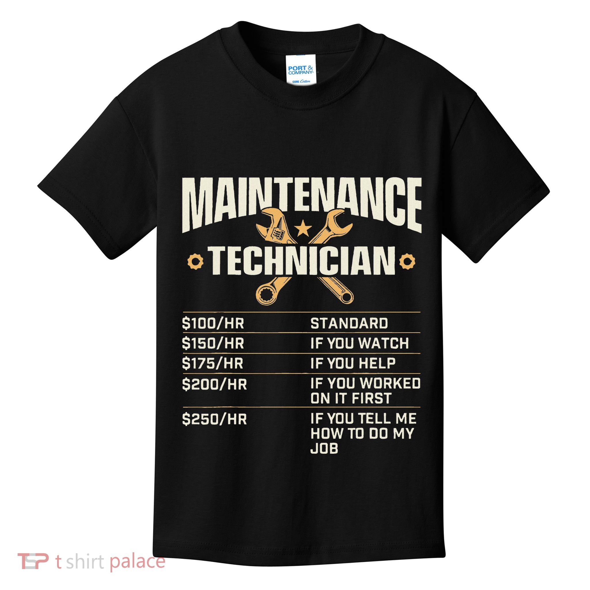 Maintenance Technician Hourly Rate Handyman Repair Worker Kids T-Shirt