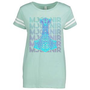 Mjolnir Thor Hammer Norse Mythology Retro Enza Ladies Jersey Football T-Shirt