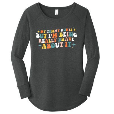 My Tummy Hurts But IM Being Really Brave About It Retro Women's Perfect Tri Tunic Long Sleeve Shirt