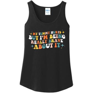 My Tummy Hurts But IM Being Really Brave About It Retro Ladies Essential Tank