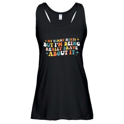 My Tummy Hurts But IM Being Really Brave About It Retro Ladies Essential Flowy Tank