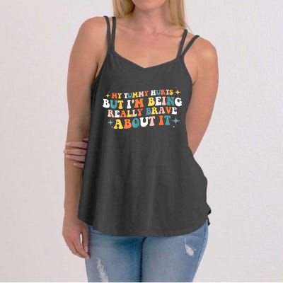 My Tummy Hurts But IM Being Really Brave About It Retro Women's Strappy Tank