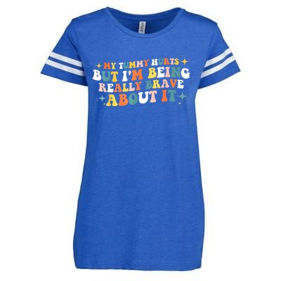 My Tummy Hurts But IM Being Really Brave About It Retro Enza Ladies Jersey Football T-Shirt