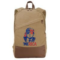 Merica Trump Happy 4th Of July Trump American Flag Fun Cotton Canvas Backpack