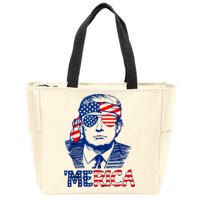 Merica Trump Happy 4th Of July Trump American Flag Fun Zip Tote Bag