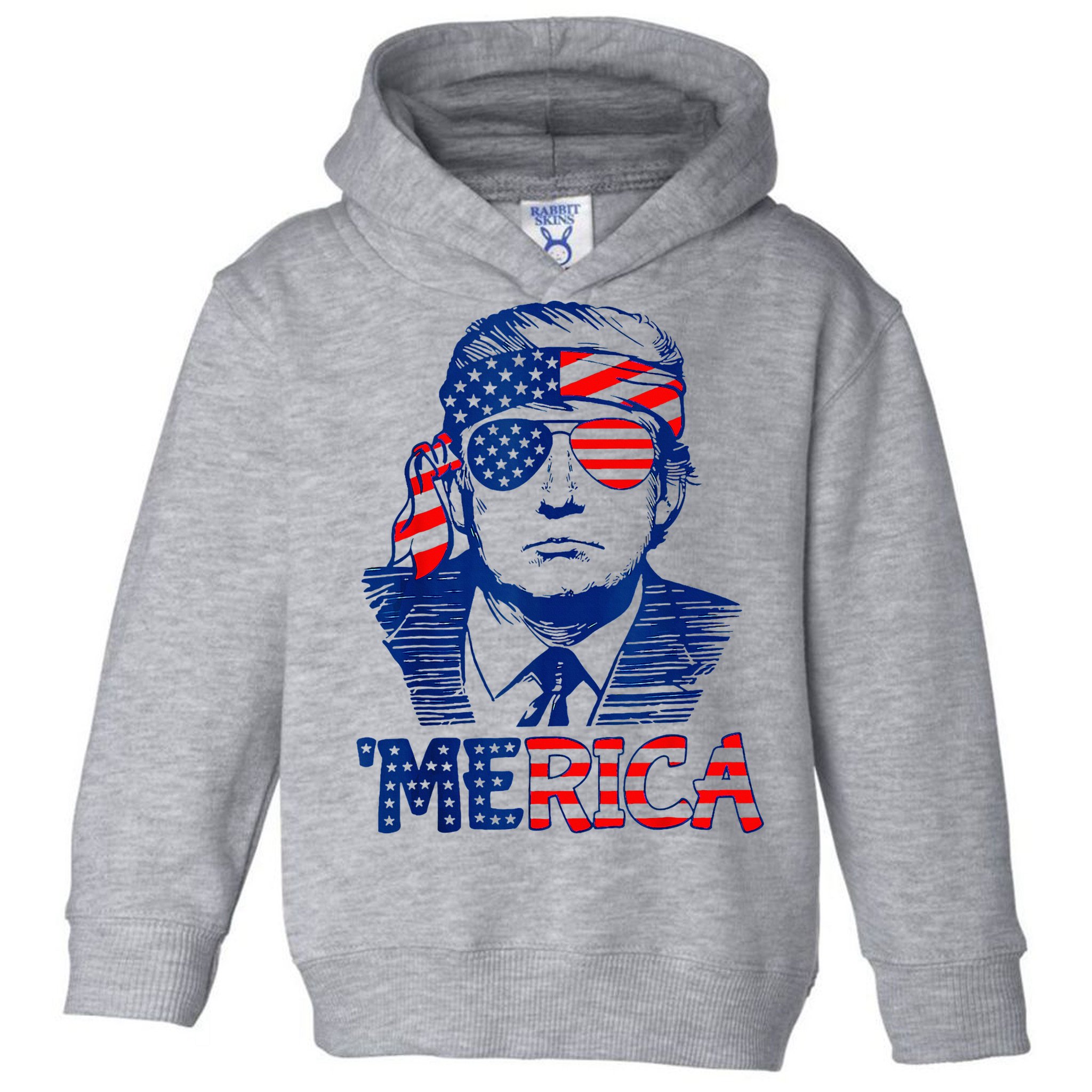 Merica Trump Happy 4th Of July Trump American Flag Fun Toddler Hoodie