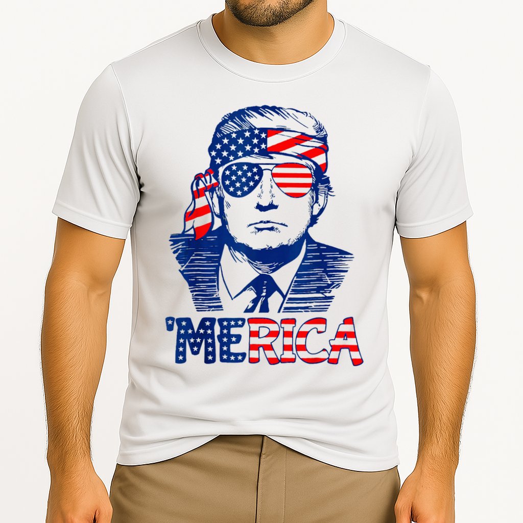 Merica Trump Happy 4th Of July Trump American Flag Fun Cooling Performance Crew T-Shirt