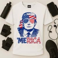 Merica Trump Happy 4th Of July Trump American Flag Fun Cooling Performance Crew T-Shirt