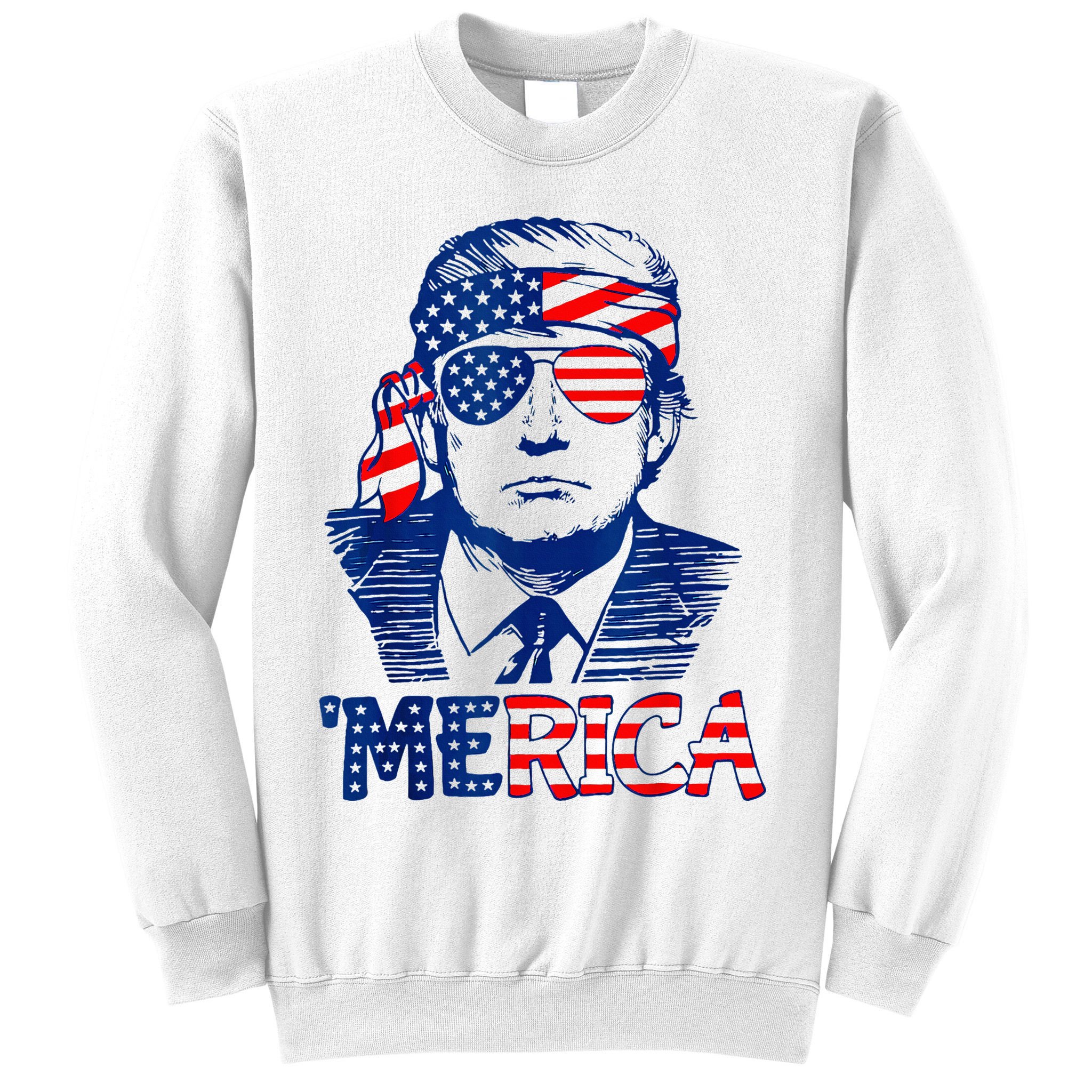 Merica Trump Happy 4th Of July Trump American Flag Fun Sweatshirt