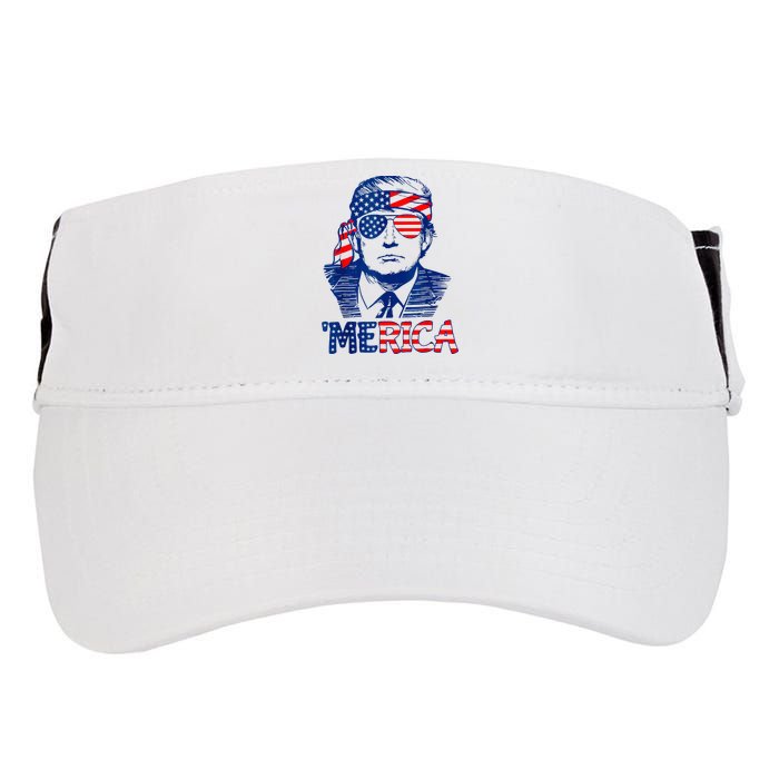 Merica Trump Happy 4th Of July Trump American Flag Fun Adult Drive Performance Visor