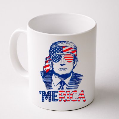 Merica Trump Happy 4th Of July Trump American Flag Fun Mug