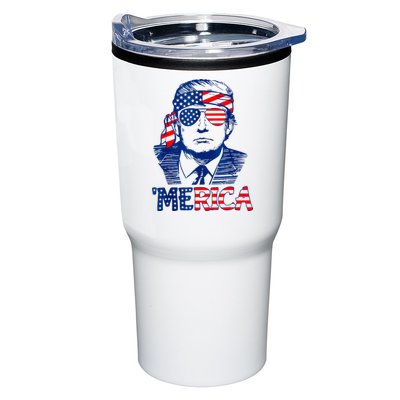 Merica Trump Happy 4th Of July Trump American Flag Fun Tumbler