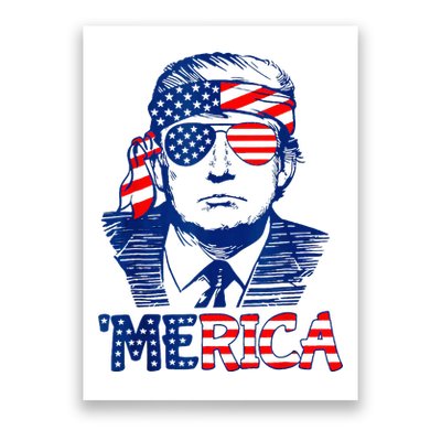Merica Trump Happy 4th Of July Trump American Flag Fun Poster