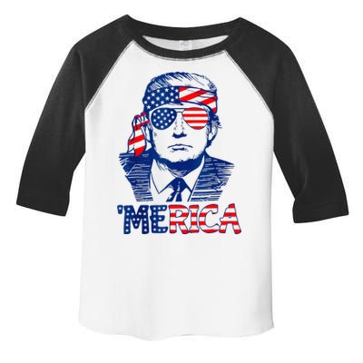 Merica Trump Happy 4th Of July Trump American Flag Fun Toddler Fine Jersey T-Shirt