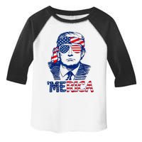 Merica Trump Happy 4th Of July Trump American Flag Fun Toddler Fine Jersey T-Shirt