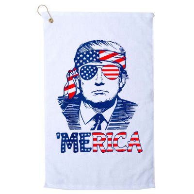 Merica Trump Happy 4th Of July Trump American Flag Fun Golf Towel