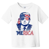 Merica Trump Happy 4th Of July Trump American Flag Fun Toddler T-Shirt