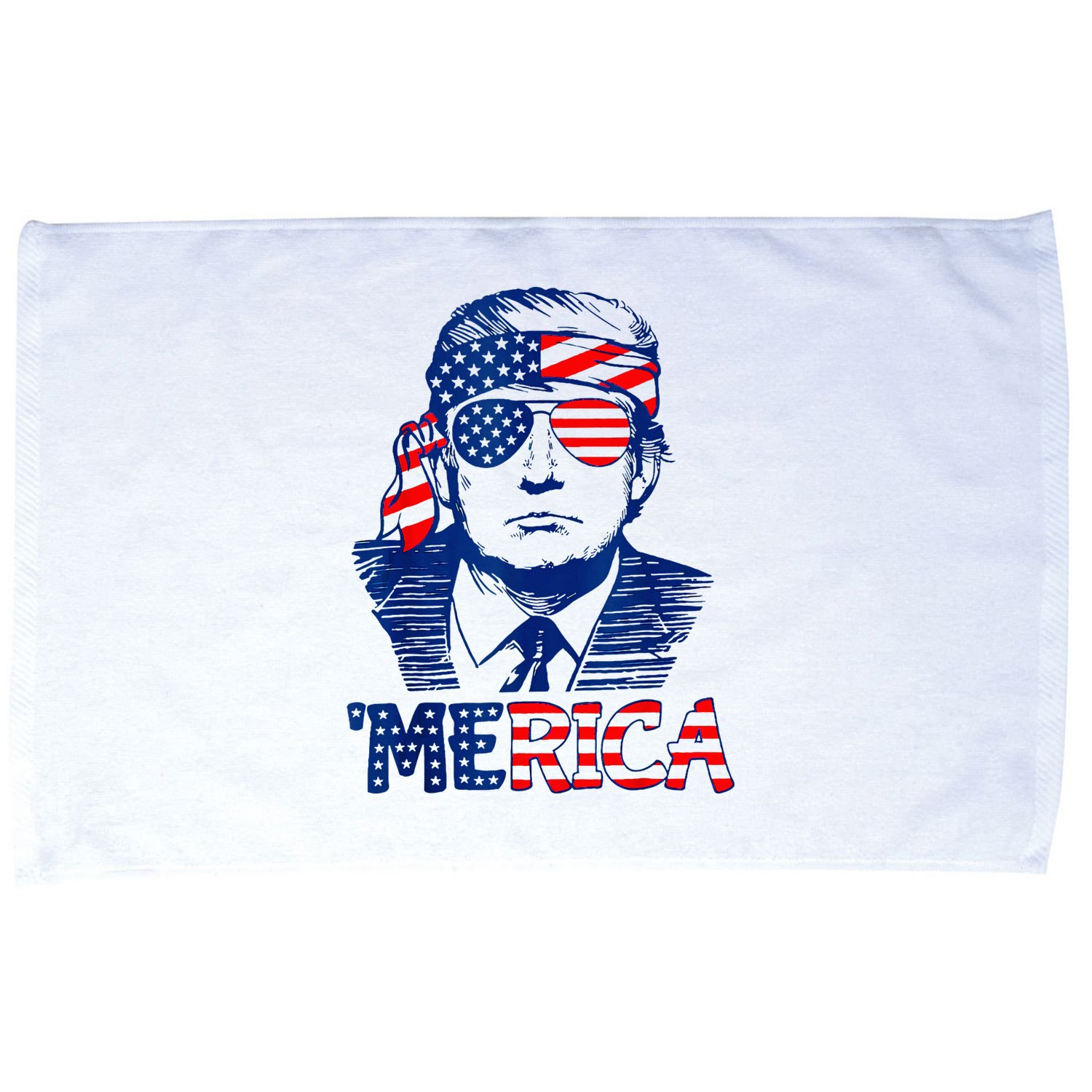 Merica Trump Happy 4th Of July Trump American Flag Fun Microfiber Hand Towel