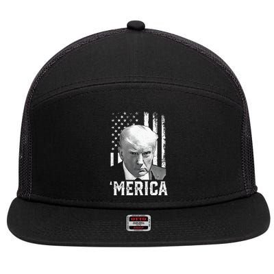 Merica Trump Happy Trump American Flag Gifts 7 Panel Mesh Trucker Snapback Hat