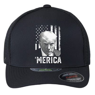 Merica Trump Happy Trump American Flag Gifts Flexfit Unipanel Trucker Cap