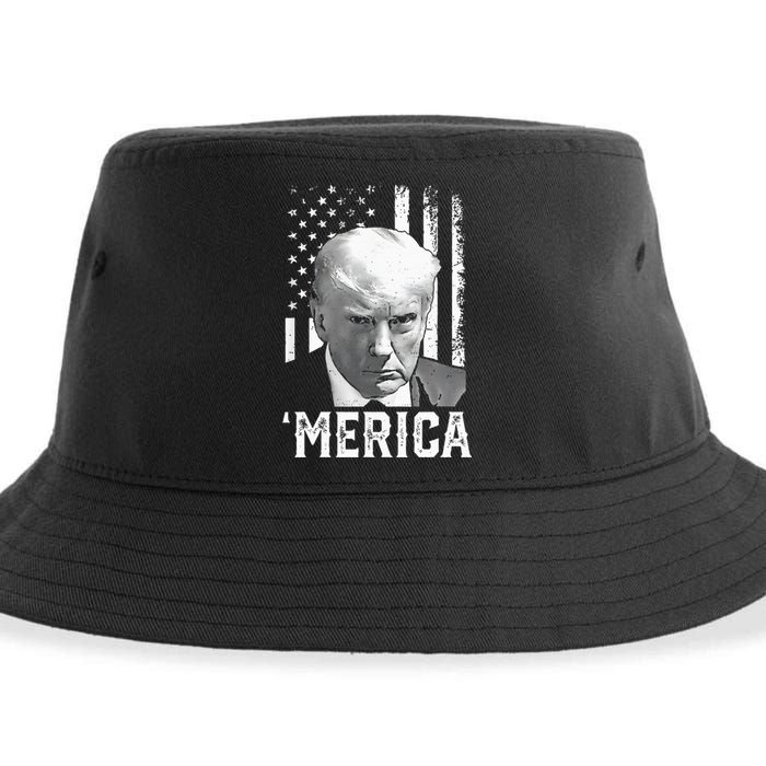 Merica Trump Happy Trump American Flag Gifts Sustainable Bucket Hat