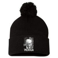 Merica Trump Happy Trump American Flag Gifts Pom Pom 12in Knit Beanie