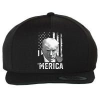 Merica Trump Happy Trump American Flag Gifts Wool Snapback Cap